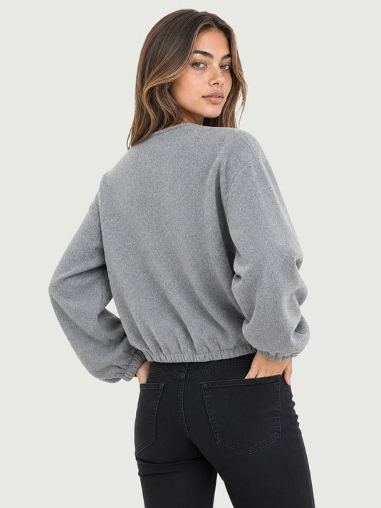 Jaqueta Bomber Feminina Martin Cropped com Mangas Balão
