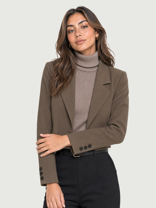 Blazer Cropped Feminino de Alfaiataria Valen