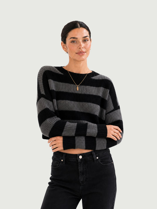 Suéter Feminino Cropped Listrado Celinea