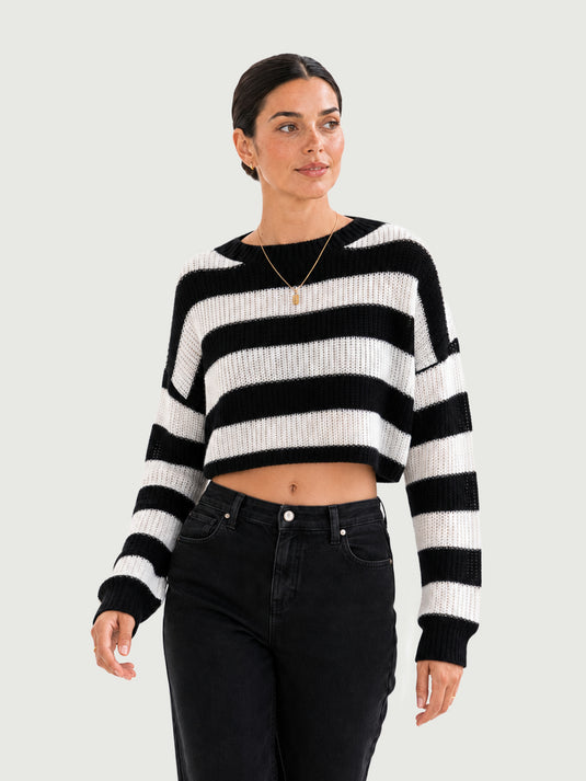 Suéter Feminino Cropped Listrado Celinea