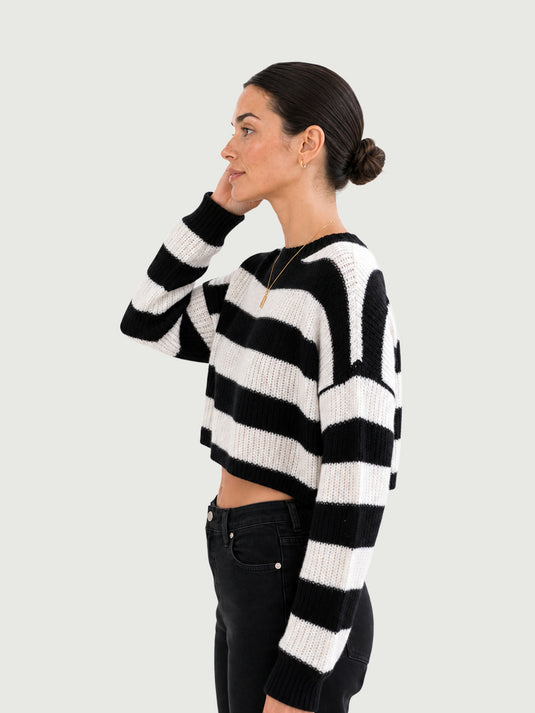 Suéter Feminino Cropped Listrado Celinea