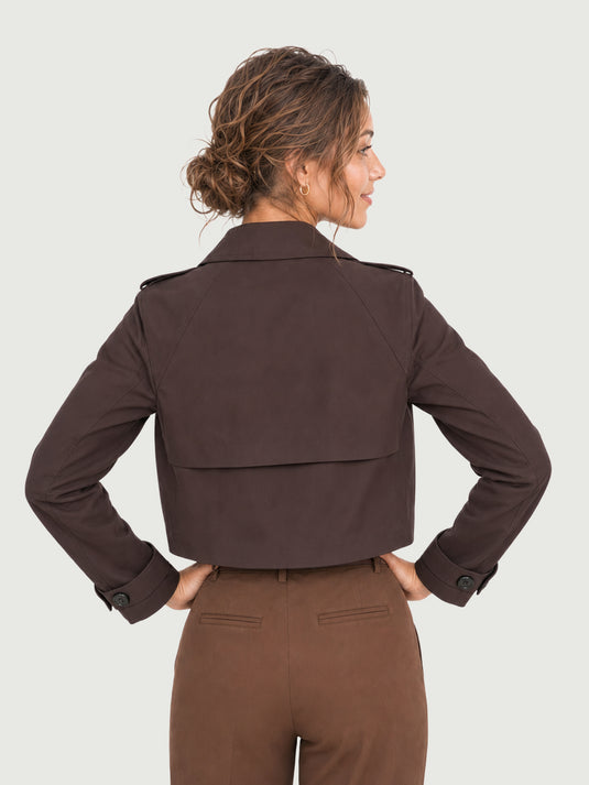 Casaco Feminino Trench Coat Cropped Siena