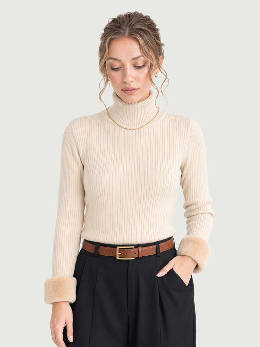 Suéter Feminino Gola Alta com Forro de Veludo Bonie