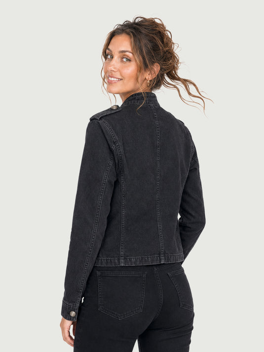 Jaqueta Feminina Jeans Estilo Militar Serena