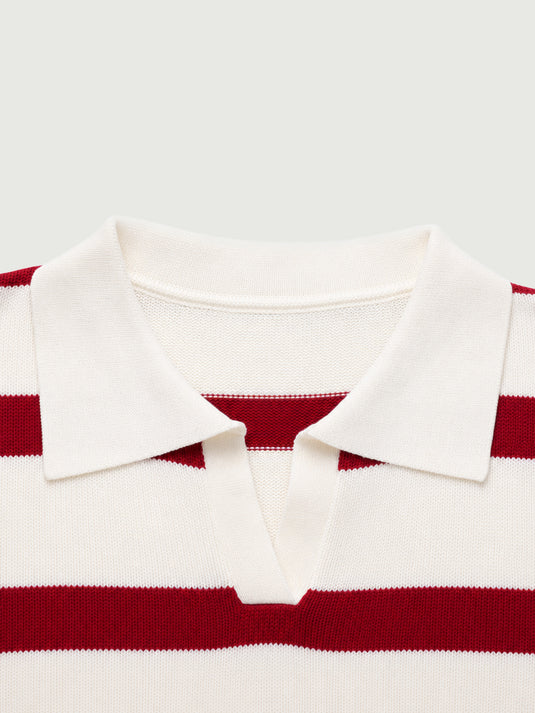 Suéter Feminino Gola Polo Listrado Alina