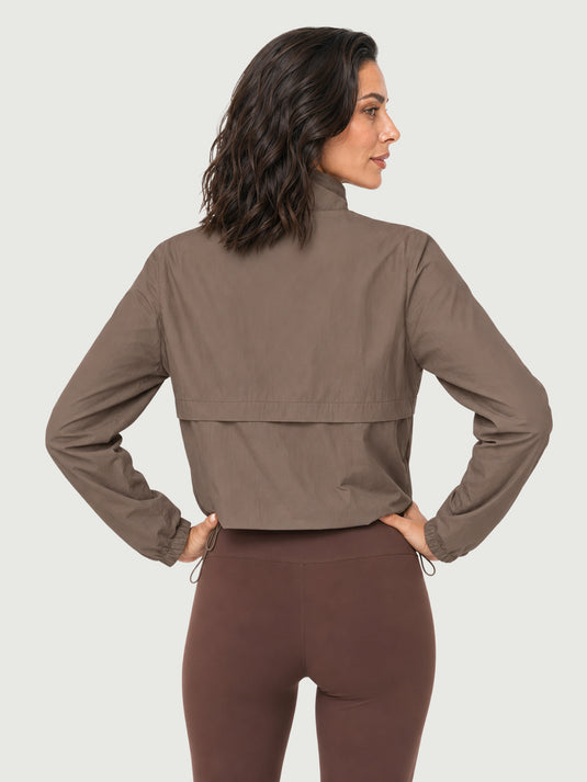 Jaqueta Feminina Esportiva Impermeável Estilo Cropped com Gola Alta Novara
