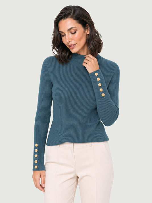 Suéter Feminino Manga Longa com Botões Dressy