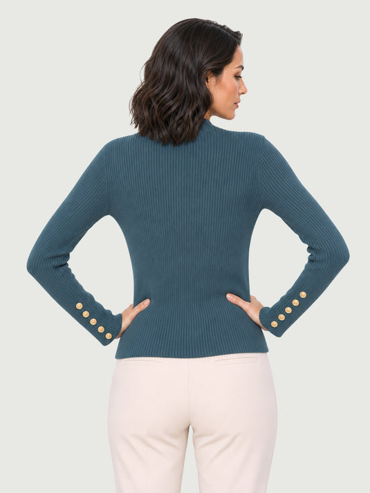 Suéter Feminino Manga Longa com Botões Dressy