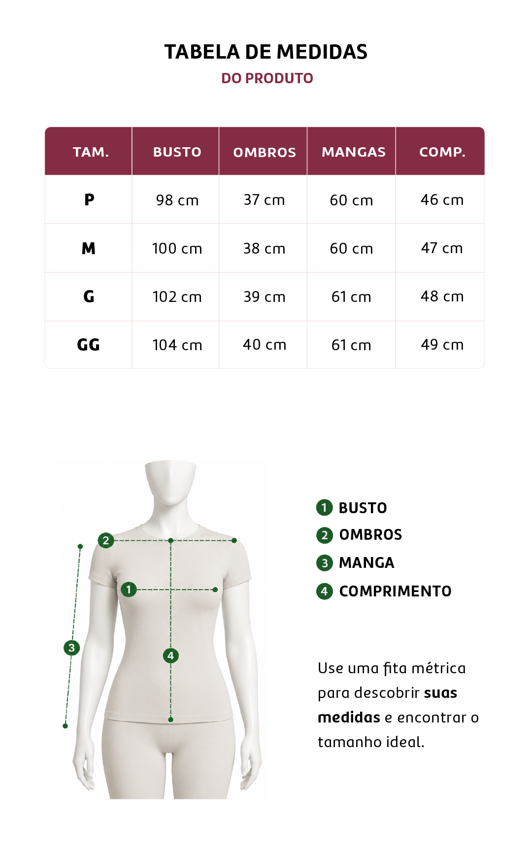 Tabela de medidas