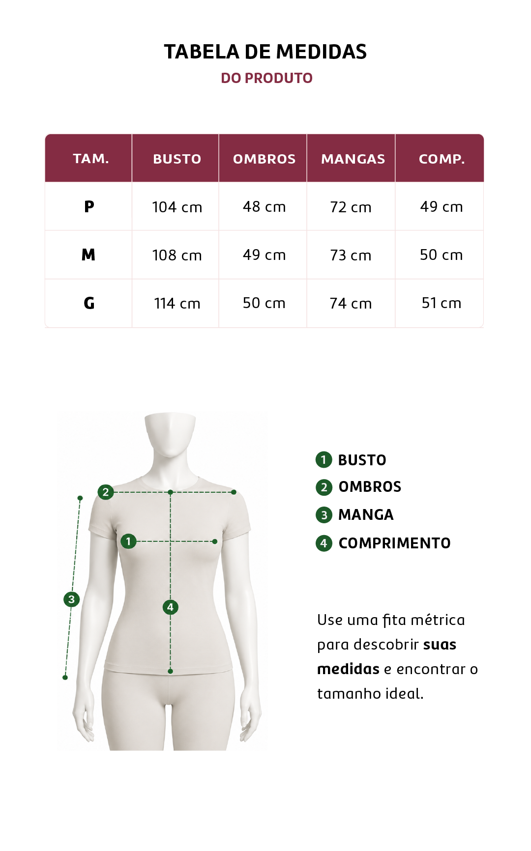 Tabela de medidas