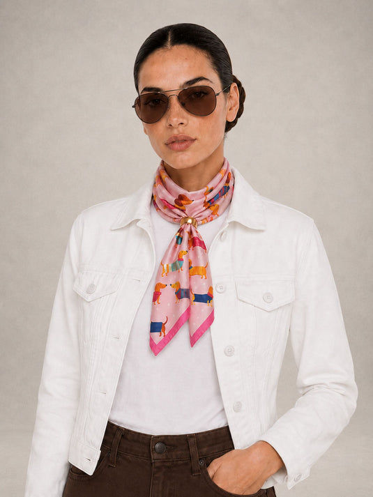 Lenço Feminino Rosa 70x70 Bonie | Uso Versátil